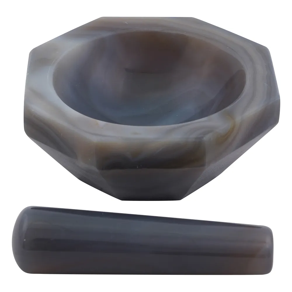 2-887-13　Agate Mortar (Shallow Type) Phi 70 x Phi 90 x 23 mm with Pestle