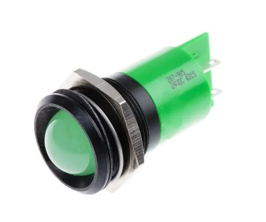 63-4586-20　RS PRO绿色指示器，24 V直流，22 mm安装孔尺寸，焊点终止　207-905