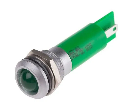 63-4585-58　RS PRO绿色指示器，24 V交流/直流，12 mm安装孔尺寸，焊点终止，IP67　205-381