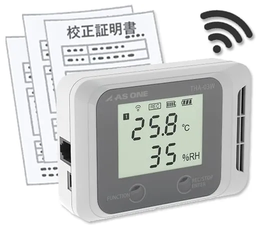 4-790-01-56　Digital Temperature and Humidity Logger (Deka Moni/Wi-Fi type) with English Calibration Certificate　THA-03W