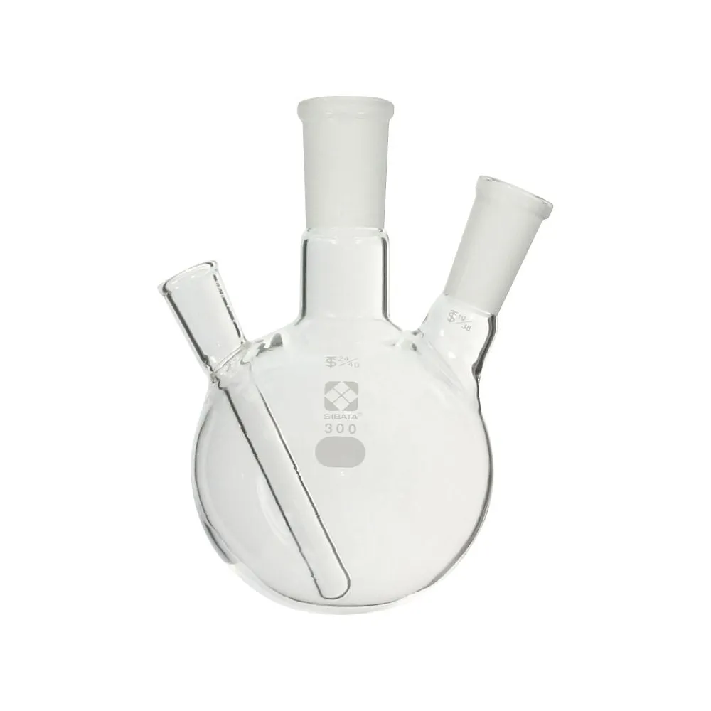 61-4405-78　温度计常用的带封闭管的2颈圆底烧瓶300mL　005320-24300
