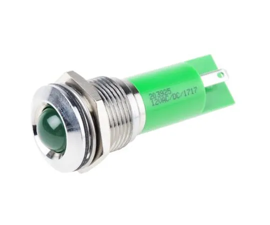 63-4585-09　RS PRO绿色指示器，12 V, 16 mm安装孔尺寸，焊点终止　203-925