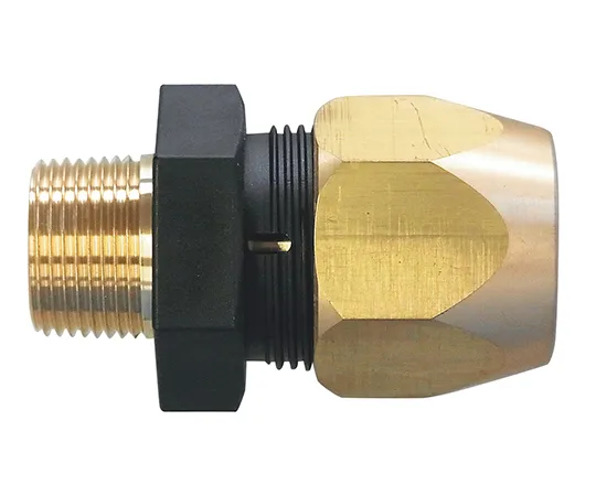 3-9386-03　压力软管弯管头SMART LOCK (黄铜型) 15 A 1/2　IVL-SLB-09A15-B-15A