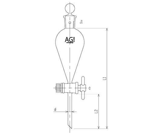 61-0186-26　Squibb型分离漏斗PTFE Cock30mL　3710-30