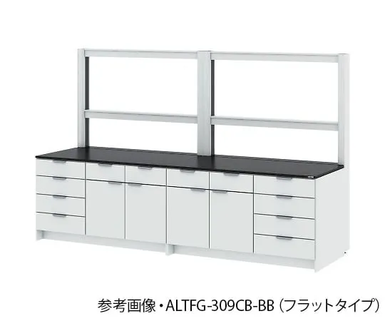 4-3442-01　Side Laboratory Table (Wooden Cabinet Type/With Frame Unit) Flat Type 1800 x 900 x 850/1900 mm　ALTFG-189CB-BB