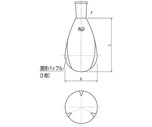 61-3626-03　粉末搅拌用旋转茄子蒸煮瓶2000mL 24/40　3216-2V-4L