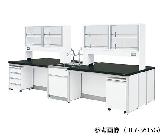 3-7848-01　实验室中央工作台 (架型) 2400×1200×800/1800 mm,带玻璃门　HFY-2412G