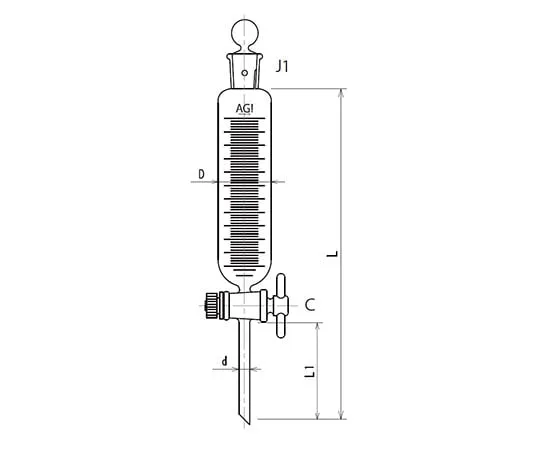 61-0186-87　圆柱型滴漏斗PTFE Cock30mL　3730-30