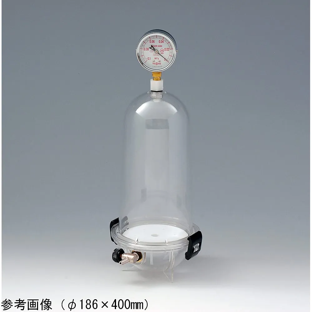 2-5090-05　Vacuum Gauge Attachment For Small Vacuum Pot (top) with Valve And Vacuum Gauge Phi 186 x 400 mm　MVP-100HV