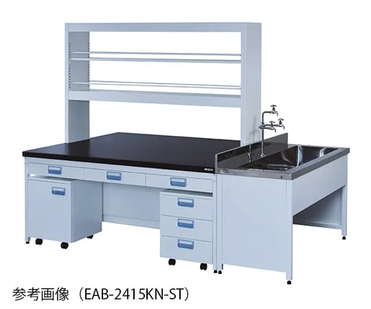 3-4150-01　中央实验室工作台钢型，悬挂式抽屉，试剂架，货车，带凹槽2400×1500×800/1900　EAB-2415KN-ST