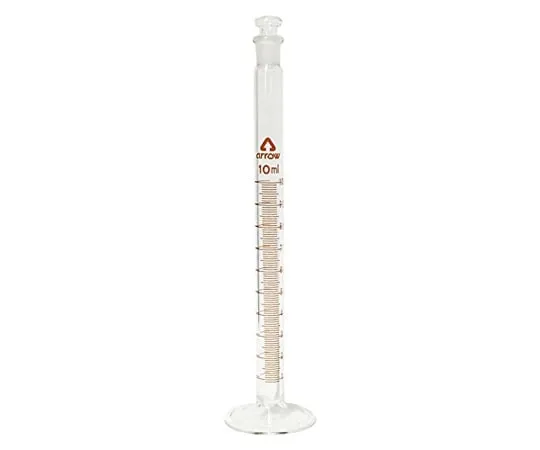 6-234-01-20　Graduated Cylinder with Plug (made of hard glass) 10mL with Calibration Certificate