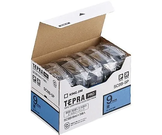 61-0600-15　Tepra PRO Label Printer Tape Eco Pack 5 Pc black characters On Blue 9 mm　SC9B-5P