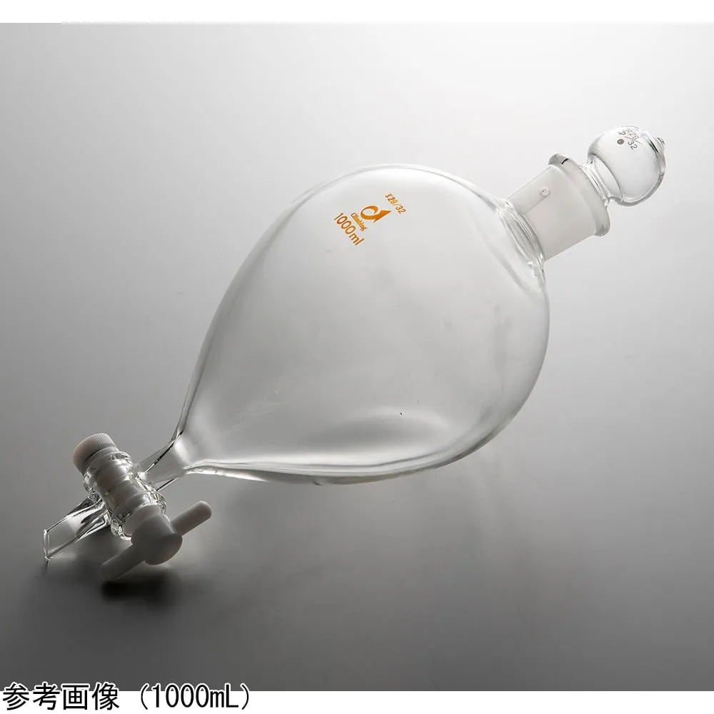 4-4593-01　Round Separatory Funnel (Short Foot Type) Teflon Cock 50ml　0531-01-10