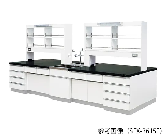 3-7793-01　实验室中央工作台 (木型) 2400 x 1200 x 800/1870 mm,带LED照明　SFX-2412E