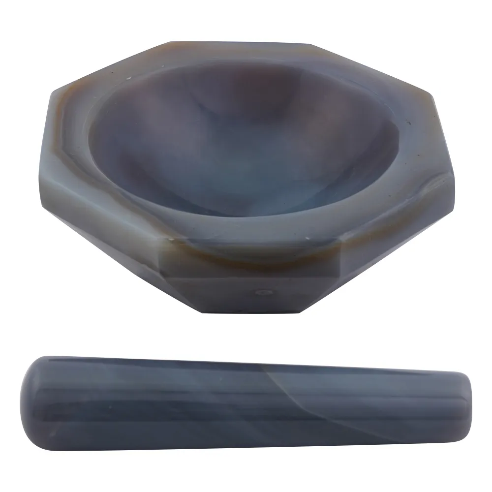 2-887-15　Agate Mortar (Shallow Type) Phi 120 x Phi 150 x 40 mm with Pestle