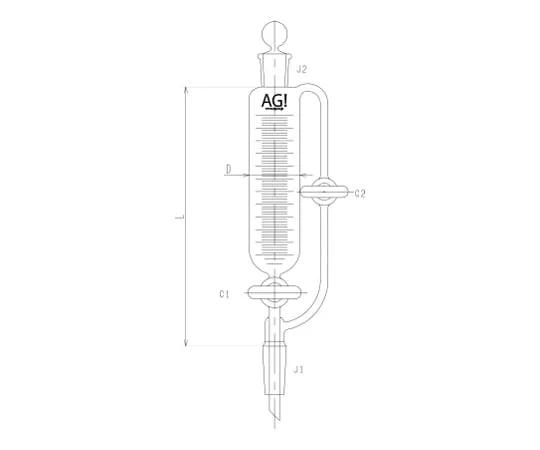 62-2111-12　含攻丝、落丝、漏斗、PTFE、攻丝的平衡型、100 mL　3747-100-3L