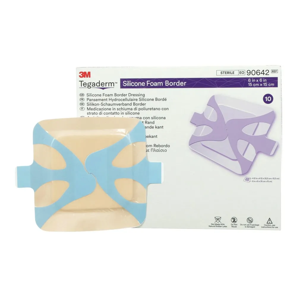 66-0006-78　［Discontinued］Tegaderm TM Silicone Foam Dressing, Border Type, 150 x 150 mm, 10 Sheets　90642