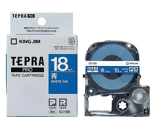61-0600-57　蓝色18公厘宽的Tepra PRO标签印表机磁带匣白色字元　SD18B