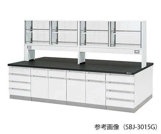 3-7806-01　实验室中央工作台 (木型) 1800×1200×800/1800 mm,带玻璃门　SBJ-1812G
