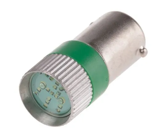 63-4585-89　LED反射器灯泡，BA9s,绿色，多芯片，10毫米直径，12V交流/直流　206-716