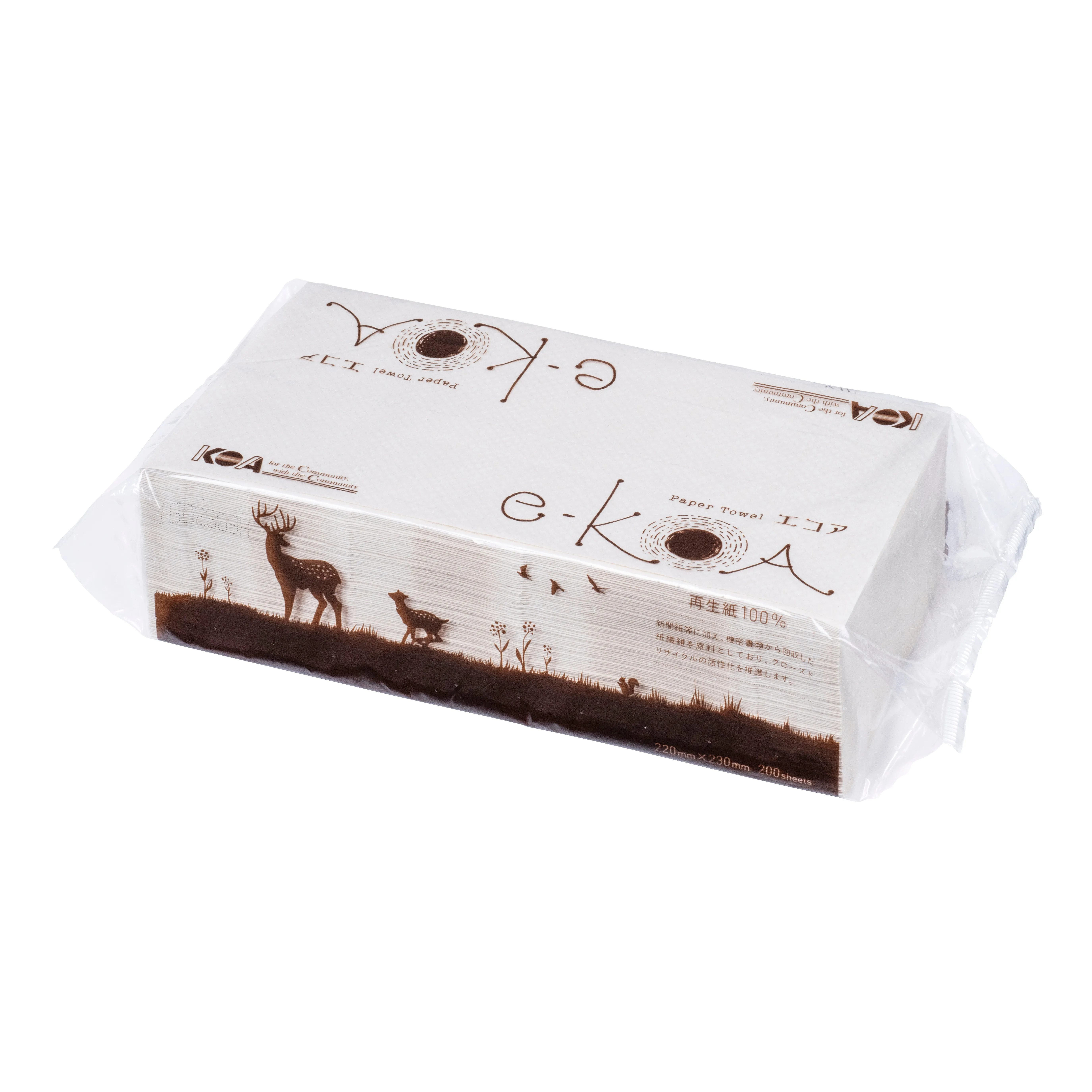 4-3595-01　e-KOA Paper Towel (100% Recycled Paper) 1 Pack Sepia White (200 Sheets)