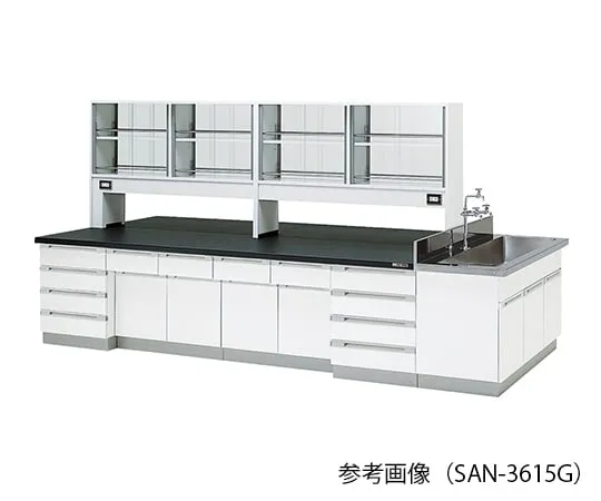 3-7783-01　中央实验室工作台 (木制) 带玻璃门2400×1200×800/1800 mm　SAN-2412G