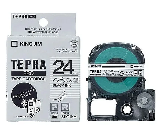 61-0601-24　Tepra PRO标签印表机磁带索引标签黑色字元对24公厘宽度的透明模糊　STY24KM