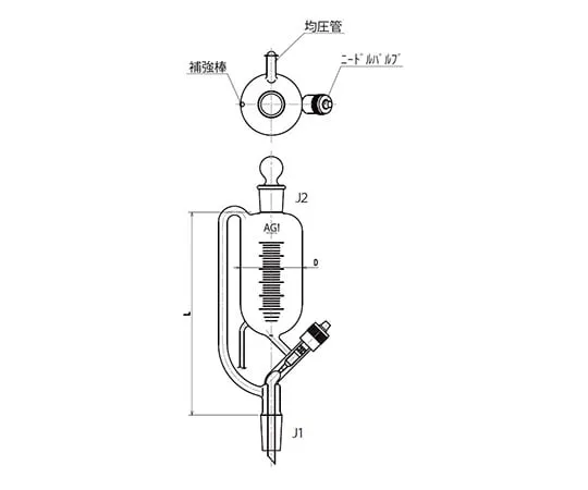 61-0188-20　平衡式滴漏斗针阀30mL　3750-30-3L