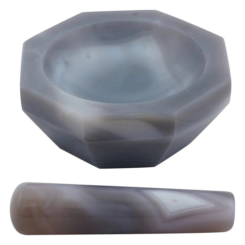 2-887-14　Agate Mortar (Shallow Type) Phi 85 x Phi 105 x 25 mm with Pestle　-