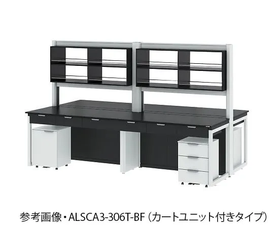 4-3373-01　Central Laboratory Table (Steel Type/with Storage Shelf Unit) with Cart Unit 1200 x 1650 x 850/1900 mm　ALSCA3-126T-BF