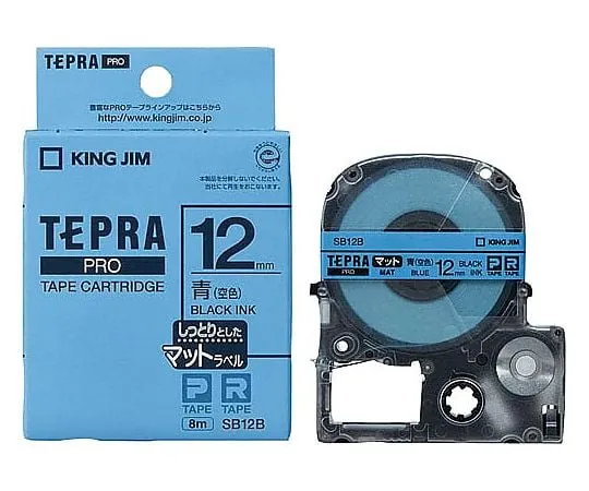 61-0601-90　Tepra PRO标签印表机磁带匣磨砂标签蓝色12公厘宽度的黑色字元　SB12B