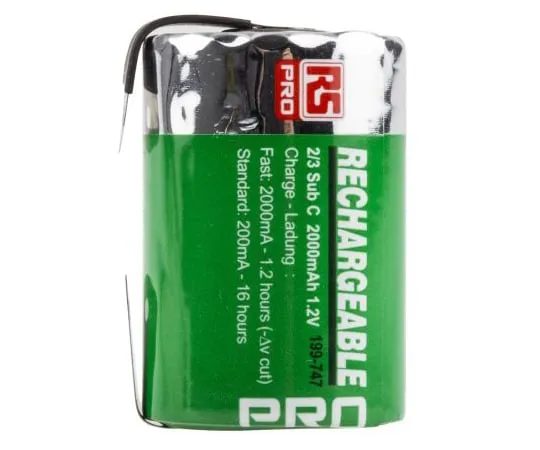 63-4584-38　RS PRO,1.2V, 2/3 SC,镍氢充电电池，2Ah　199-747