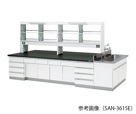 3-7785-01　实验室中央工作台 (木型) 2400 x 1200 x 800/1870 mm,带LED照明　SAN-2412E