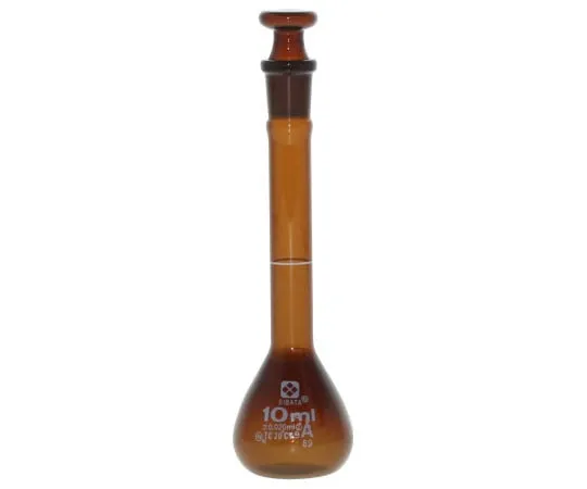 6-241-02-56　Volumetric Flask (Full-Volume Flask, Super Grade) Brown 10mL with English Calibration Certificate　020070-10