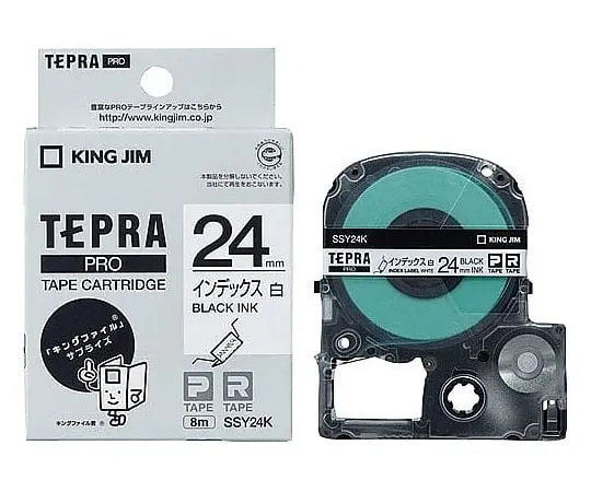 61-0601-23　Tepra PRO标签印表机磁带索引标签白色24公厘宽度上的黑色字元　SSY24K