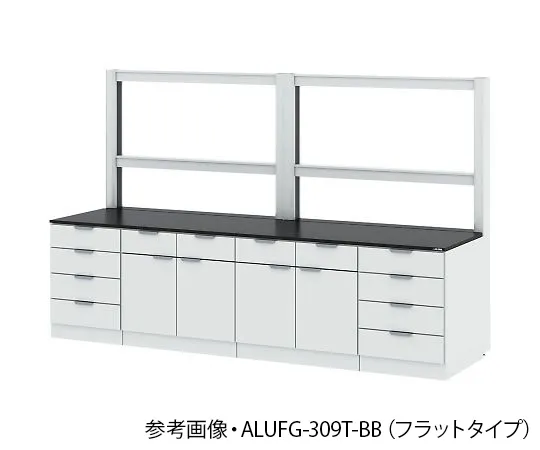 4-3417-01　Side Laboratory Table (with Steel Cabinet Type/Frame Unit) Flat Type 1800 x 900 x 850/1900 mm　ALUFG-189T-BB