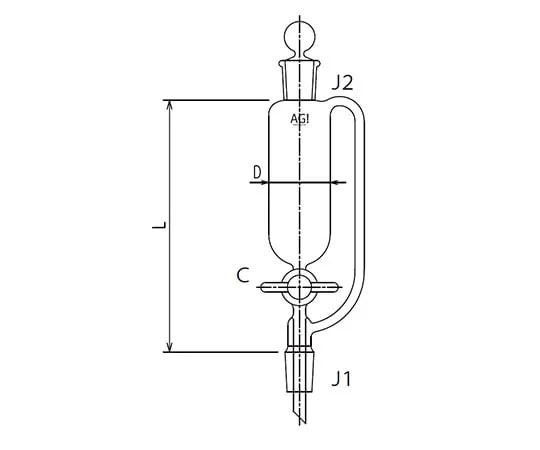 61-0187-76　半微平衡式分离漏斗PTFE Cock10mL　3742-10-1M