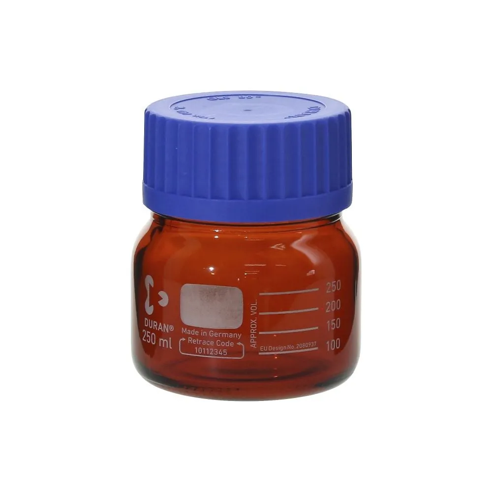 61-4411-83　螺帽瓶口宽深琥珀，蓝帽250mL　017250-1250A