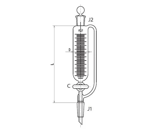 61-0188-06　平衡式滴漏斗PTFE Cock30mL　3746-30-3L