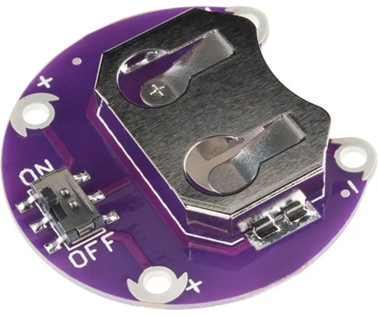 67-0360-16　LilyPad Coin-Type Battery Holder (with Switch)　DEV-13883