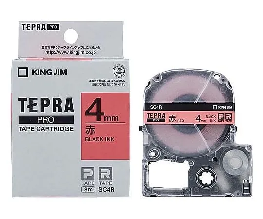 61-0600-44　Tepra PRO标签印表机磁带色彩标签，红色上的黑色字元4公厘　SC4R