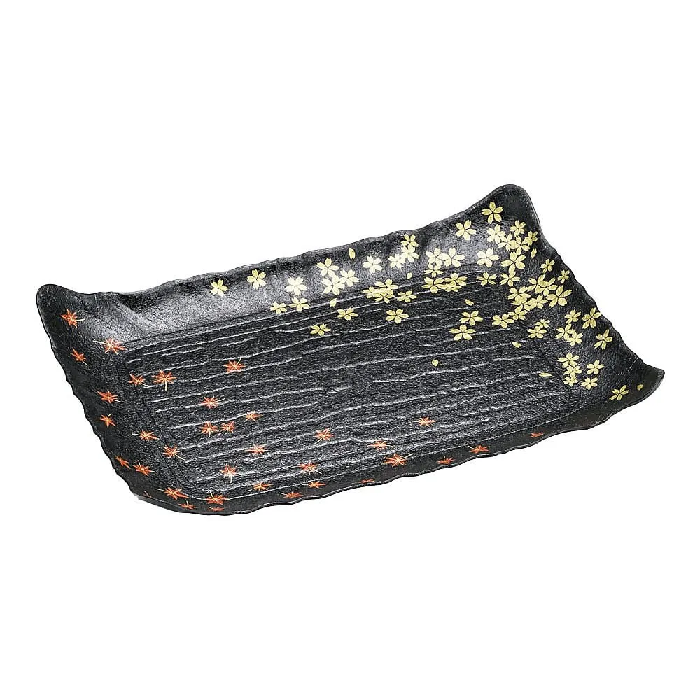 62-6653-32　Plastic Container Chikugo Spring Autumn Black Medium (10 Sheets)