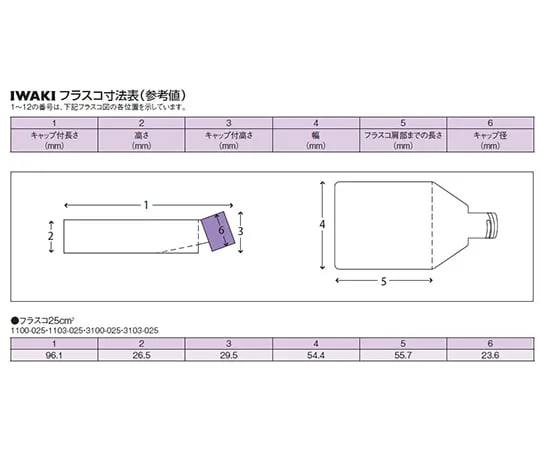 61-9712-72　浮法培养瓶 (无表面处理) 25cm2双层密封盖300个　1100-025