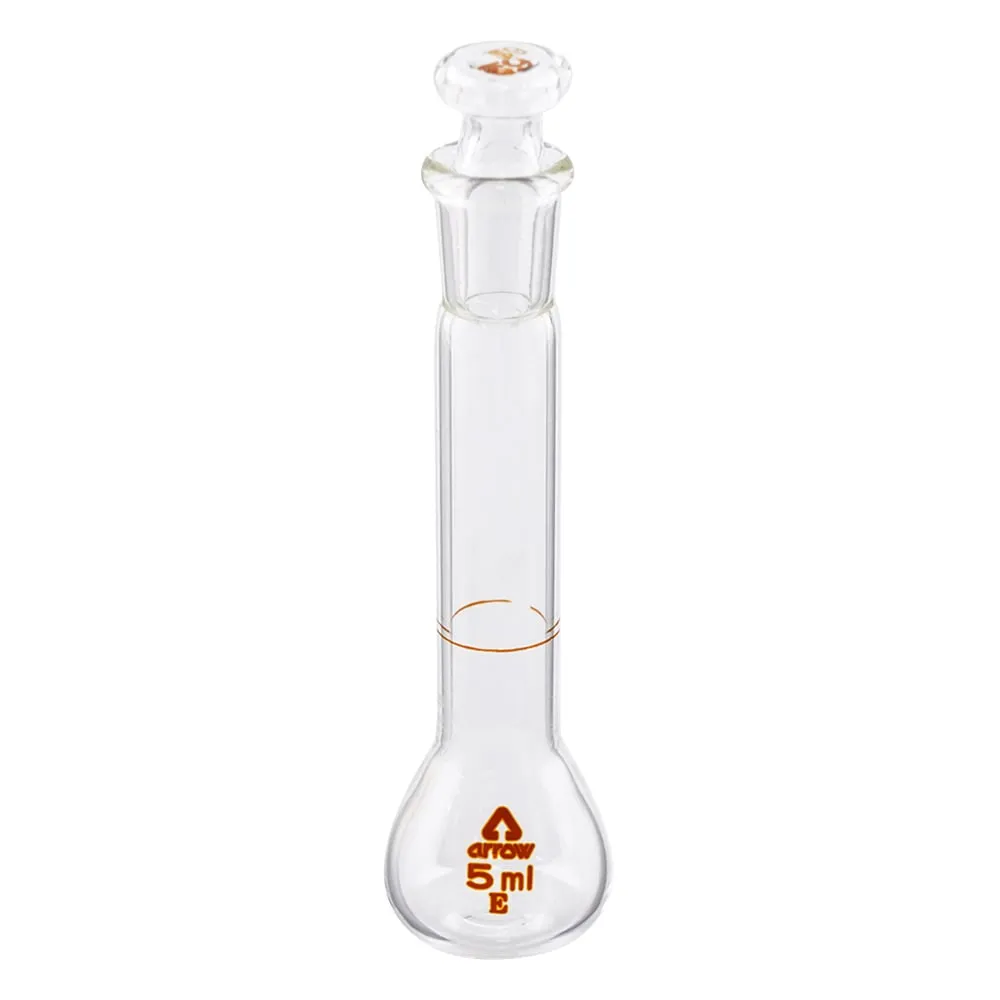 6-243-01-20　Transparent Graduated Volumetric Flask (Hard Glass) White 5mL with Calibration Certificate