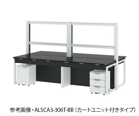 4-3377-01　Central Laboratory Table (with Steel Type/Frame Unit) with Cart Unit 1200 x 1650 x 850/1900 mm　ALSCA3-126T-BB