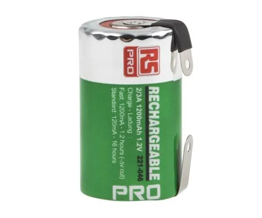 63-4588-62　RS PRO,1.2V, 2/3 A,镍氢充电电池，1.2Ah　221-046
