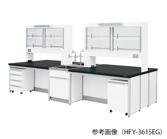 3-7852-01　实验室中央工作台 (框架类型) 2400 x 1200 xmm 800/1870,带玻璃门和荧光灯　HFY-2412EG