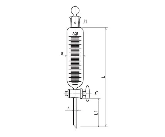 61-0186-80　圆筒形滴漏斗玻璃塞30mL　3728-30