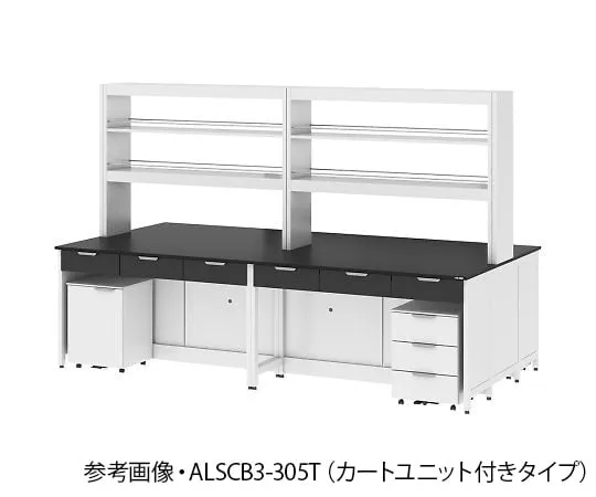 4-3401-01　Central Laboratory Table (Steel Type/with Reagent Shelf) with Cart Unit 1800 x 1500 x 850/1950 mm　ALSCB3-185T