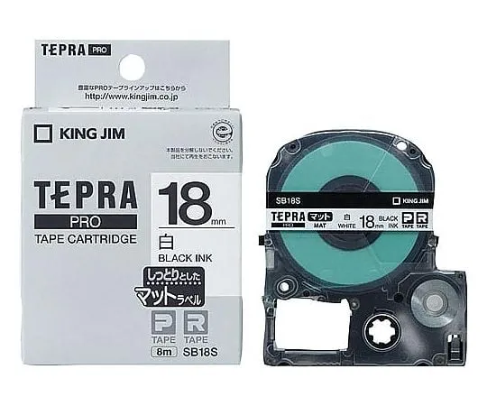61-0602-01　Tepra PRO标签印表机磁带匣磨砂标签白色18公厘宽度的黑色字元　SB18S
